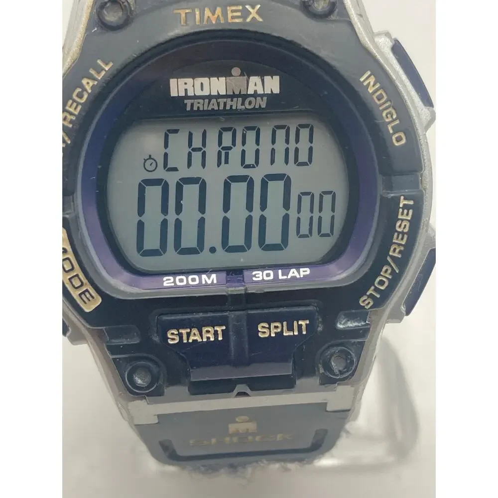 Timex Ironman Triathlon Shock Mens Digital Sport Watch 30 Lap WR 200m Adjustable